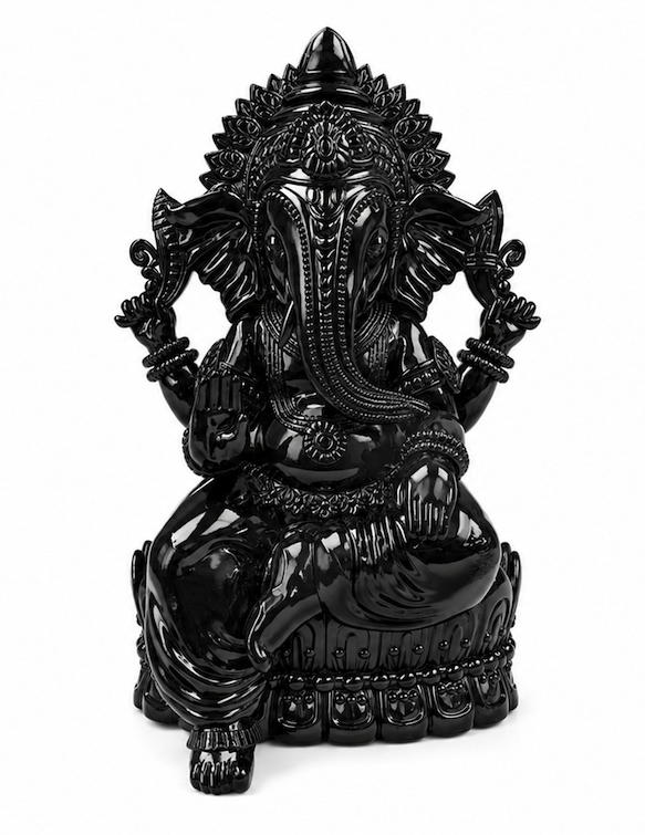 Seated Pillayar - Black & Gold